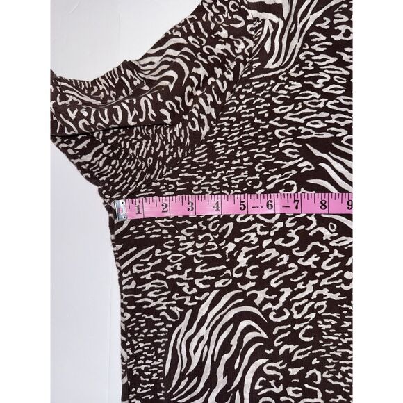 Fresh Produce Top 2X V Neck Relaxed Cotton Blouse 3/4 Sleeve Animal Print Art - Picture 7 of 12